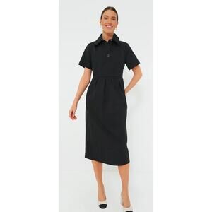 Pomander Place Black Mackenzie Button Front A-Line Midi Dress Pockets Size XXL